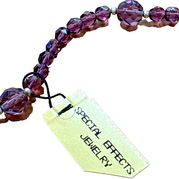 Vintage Purple Crystal Beaded Czech Glass Necklace & Earrings by Special Effects - Picture 3 of 8